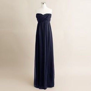 J CREW Strapless Silk Chiffon Taryn Long Dress 2P